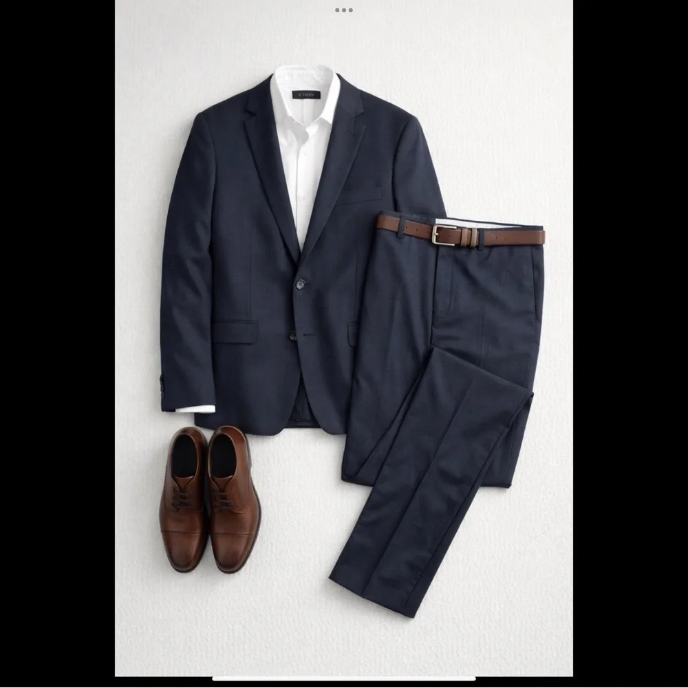 $298 J Crew Thompson Lightweight Wool Suit Pants Navy W34 L32 Tailored DressNWT